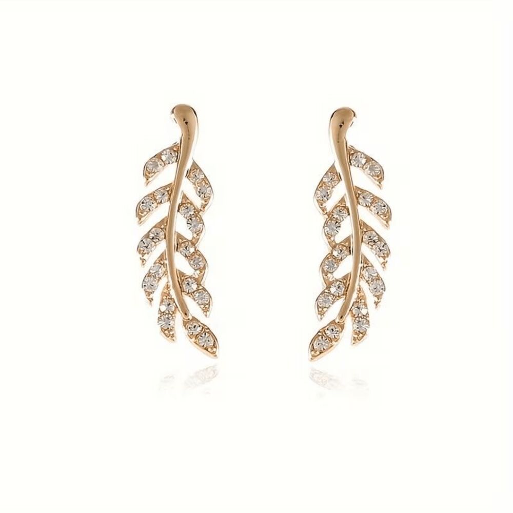 Golden Leaf Diamond Earrings
